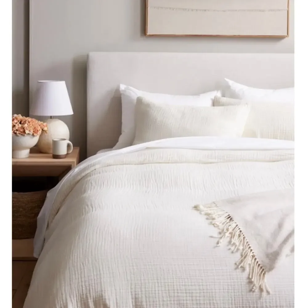 Quince Organic Airy Gauze King Duvet Set Ivory Duvet IvoryNWOT# 78